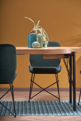 Stół rozkładany do jadalni Fermino dąb naturalny czarne nogi nowoczesny loftowy 100–300 cm Intesi