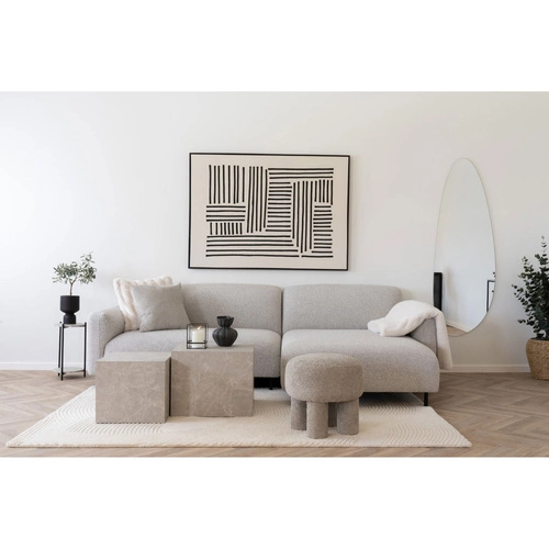 Pufa Canberra okrągła szara na nóżkach tapicerowana do salonu i przedpokoju Intesi 43 cm