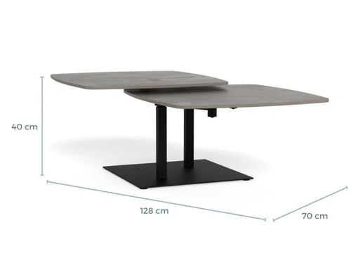 Stolik kawowy Carballo szary prostokątny loftowy z siedziskiem