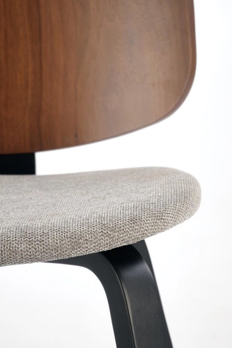 Krzesło Mireyla tapicerowane drewniane do jadalni nowoczesne orzech popielaty Intesi