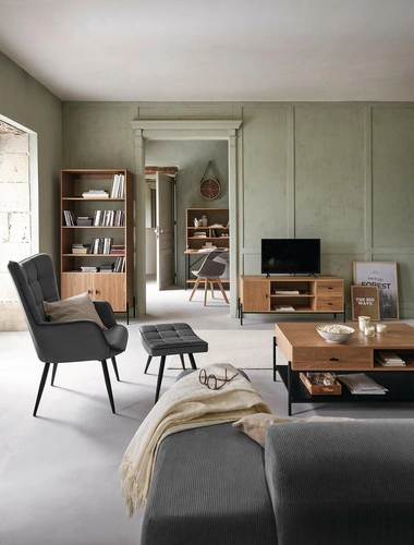 Simon nowoczesny regał na książki do salonu i sypialni holenderski fornir jesionowy Atmosphera