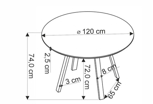 Stół okrągły do jadalni Ralik 120 cm orzechowy z czarnymi nogami nowoczesny industrialny