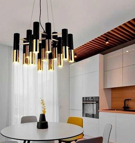 Lampa wisząca GOLDEN PIPE-13 czarno złota 60 cm