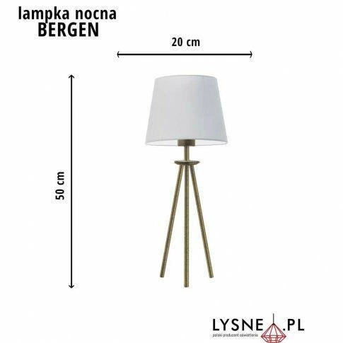 Lampka nocna BERGEN nowoczesna z abażurem szary melanż na czarnym stelażu do sypialni