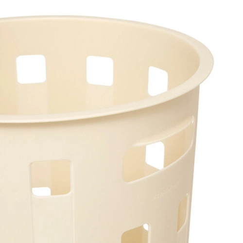 Bambusowy kosz na pranie Harmony 60L beżowy okrągły do łazienki styl boho z pokrywą