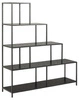 Regał na książki Seaford czarny schodkowy metalowy industrialny do salonu Actona 150x135 cm