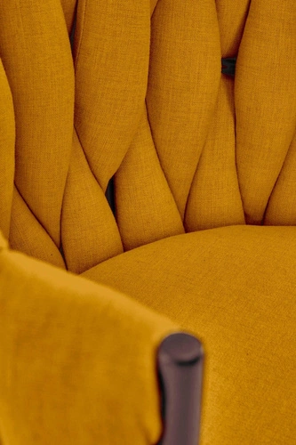 Krzesło tapicerowane Wendy do jadalni i salonu musztardowe nowoczesne na czarnych nogach Intesi