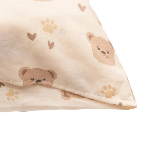 Billie komplet pościeli dla dziecka 140x200 bawełniana z misiem beżowa