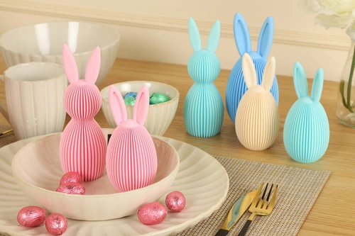 Beżowa figurka wielkanocna Jajko z uszami Intesi 13,5 cm nowoczesna dekoracja na stół lub parapet