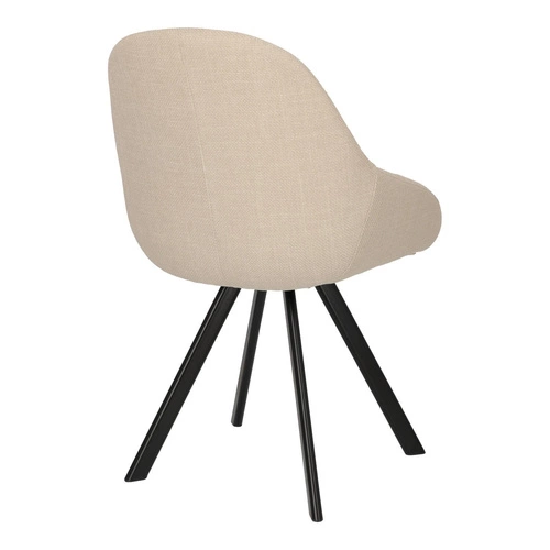 Krzesło tapicerowane Nels beżowe z podłokietnikami do jadalni nowoczesne czarne nogi Intesi