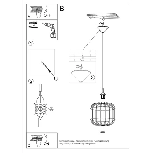 Lampa wisząca CELTA czarna nowoczesna metalowa do salonu, kuchni lub nad wyspę
