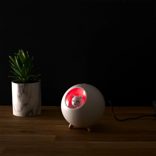 Dyfuzor zapachowy LED Intesi Kot biały nowoczesny do domu USB dekoracyjny 11 cm