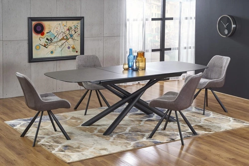 Stół rozkładany do jadalni Paello nowoczesny szklany ciemny popiel 180-240x95 cm Intesi