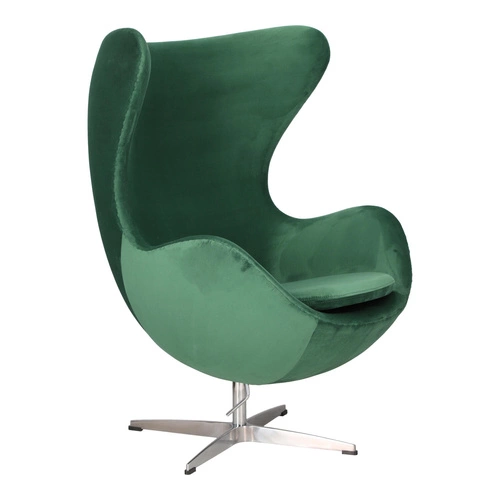 Fotel Jajo Velvet zielony obrotowy do salonu welurowy D2.DESIGN inspirowany Egg