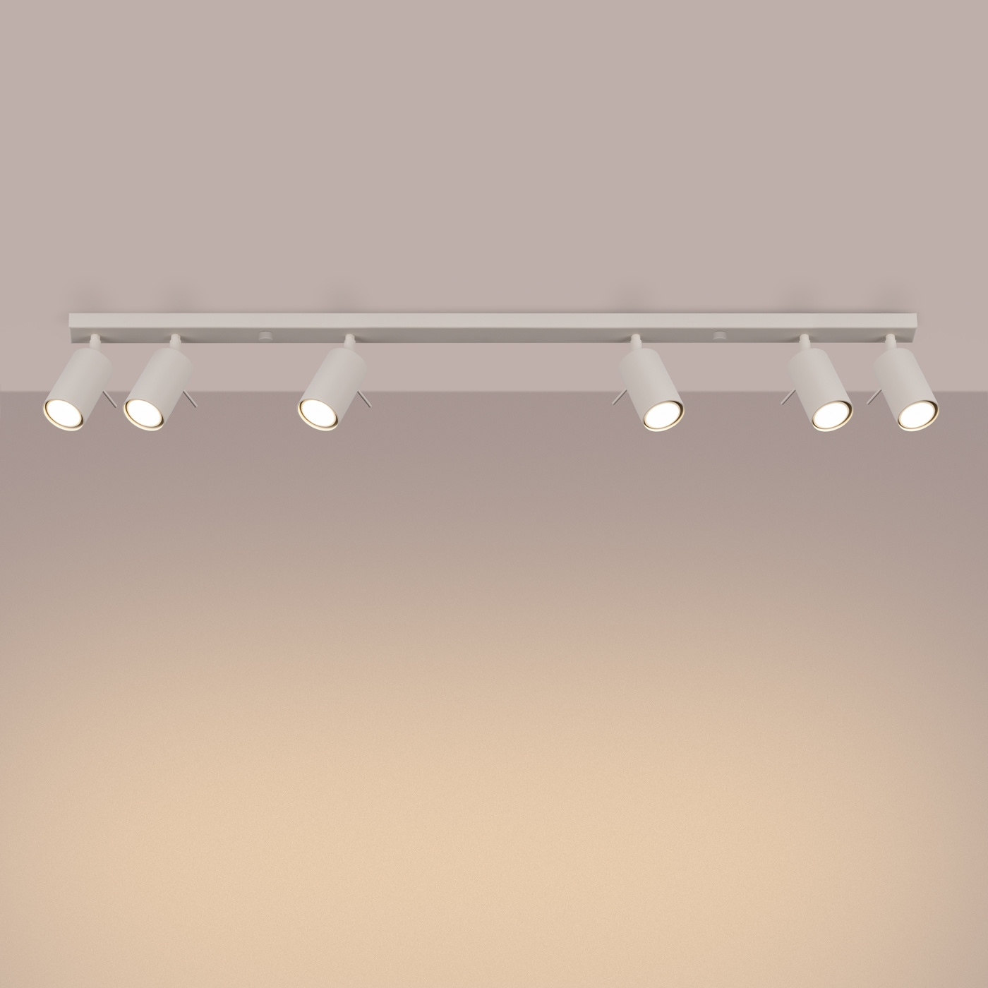 Plafon sufitowy RING 6L nowoczesny beżowy stalowy z ruchomymi kloszami do salonu