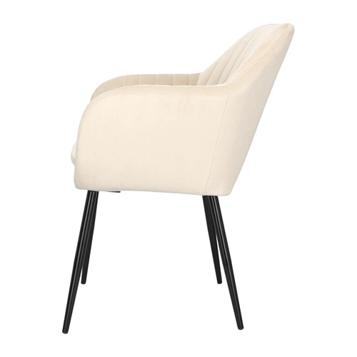 Krzesło tapicerowane welur Emilia Actona beżowe z podłokietnikami do jadalni nowoczesne