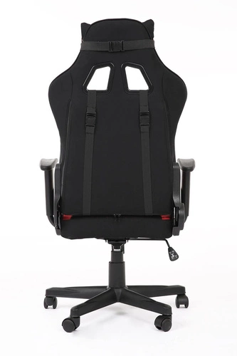 Fotel gamingowy Cayen ergonomiczny obrotowy z zagłówkiem czerwony czarno do biura i do nauki