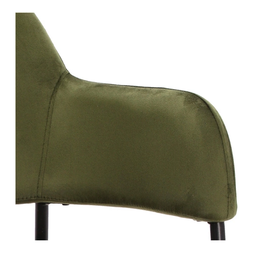 Krzesło do jadalni tapicerowane Lima Actona welurowe zielone z podłokietnikami łatwe czyszczenie