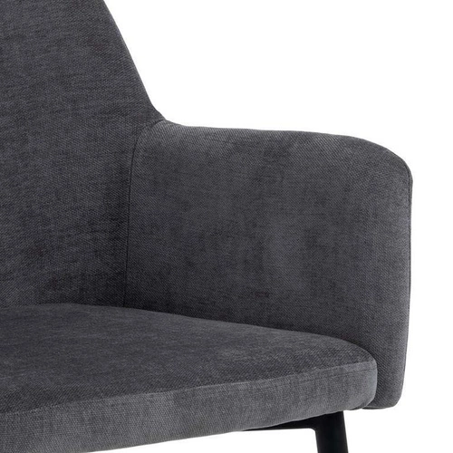 Krzesło do jadalni Karen Actona tapicerowane welur szare z podłokietnikami nowoczesne