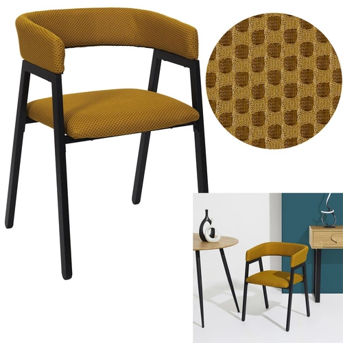 Krzesło tapicerowane Craft Intesi do jadalni i kuchni żółte nowoczesne z podłokietnikami