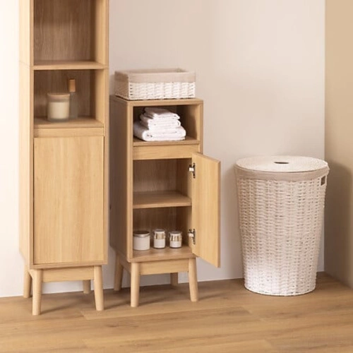 Szafka łazienkowa stojąca wąska Abana 30 cm naturalny dąb nowoczesna do małej łazienki 5five