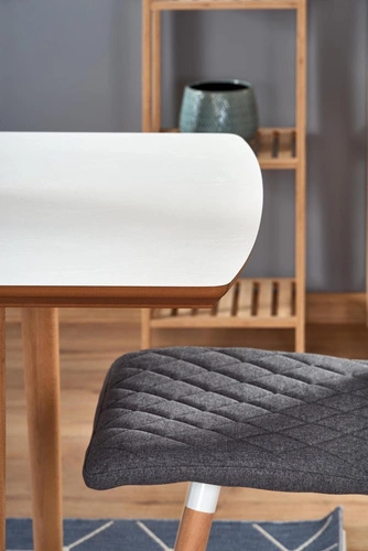 Stół rozkładany do jadalni Radley biały mat dąb lefkas nowoczesny 140-185 cm Intesi