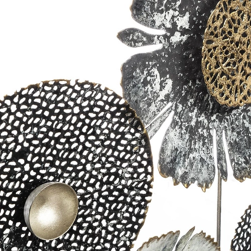 Dekoracja ścienna metalowa Flowers II Atmosphera szara glamour ozdoba na ścianę do salonu