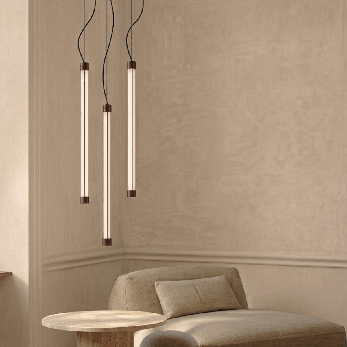 Lampa wisząca TRANG 50 LED brązowa regulowana nad wyspę