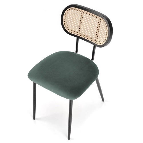 Krzesło tapicerowane welur Sophie zielone do jadalni i salonu nowoczesne na czarnych nogach