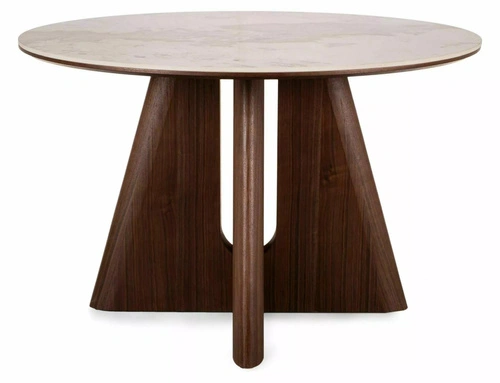 Stół okrągły Leban 120 cm marmur do jadalni nowoczesny orzech