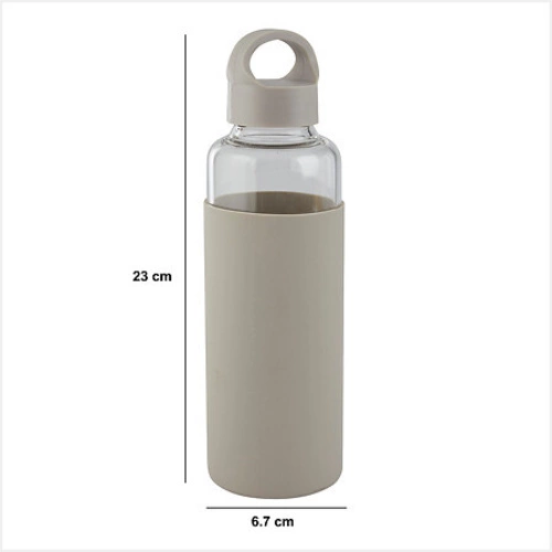 Butelka szklana 500ml z pokrowcem beżowa 5five simply smart na wodę do pracy i na trening