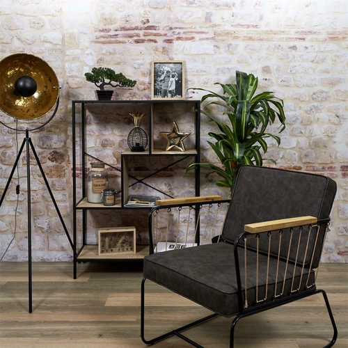 Regał loftowy Rack M Intesi na książki i dekoracje do salonu metalowy czarny 80 cm