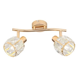 Lampa sufitowa Dubai listwa różowy złoty 2x40W E14 klosz złoty z kryszt transp