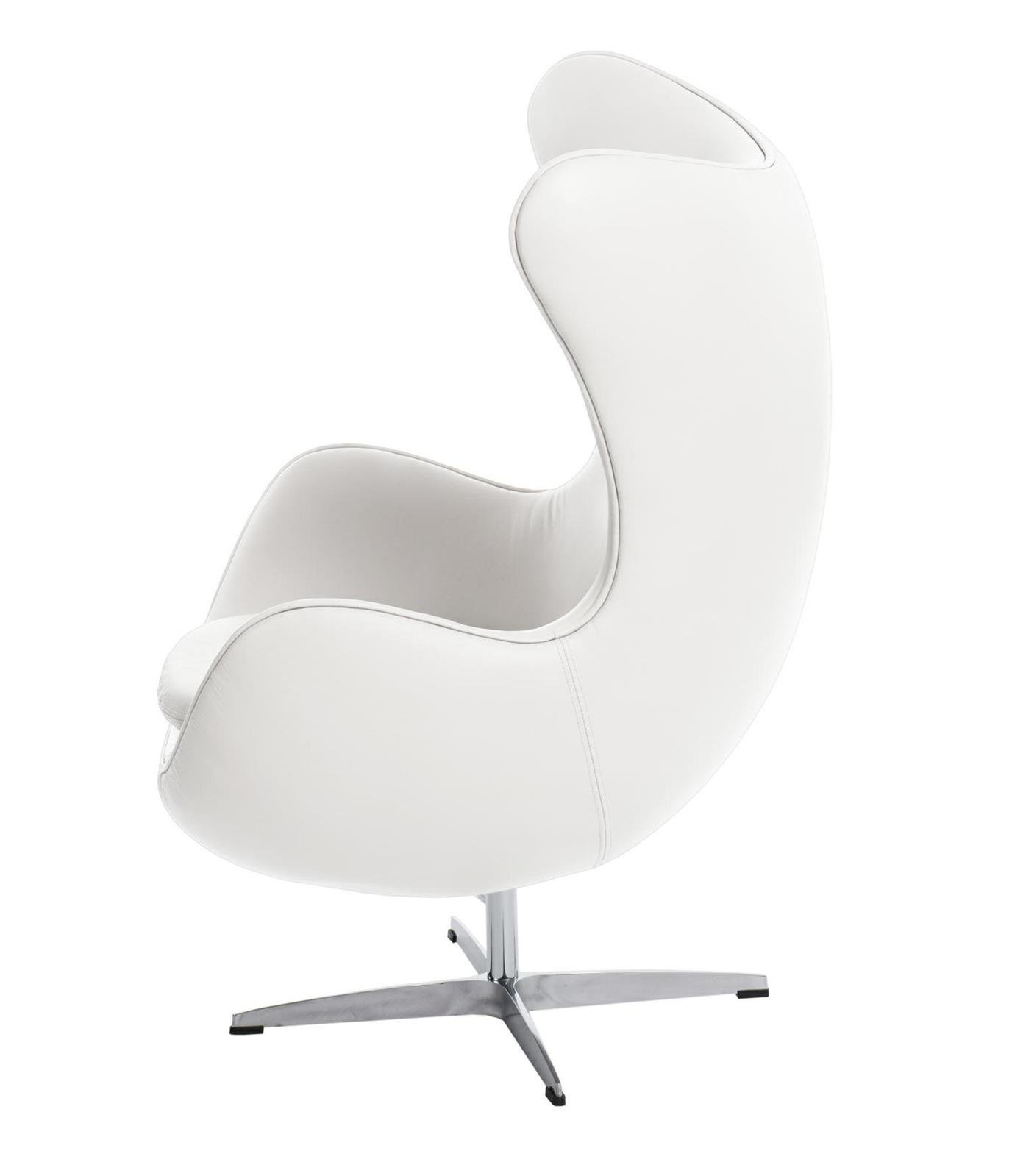 Fotel Jajo Egg D2.DESIGN skórzany biały obrotowy z funkcją kołyski do salonu nowoczesny