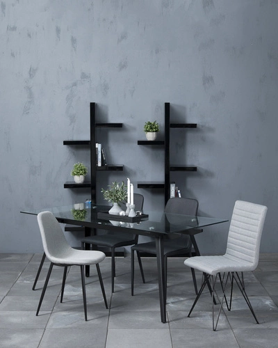 Krzesło tapicerowane Wilma Actona do jadalni nowoczesne szare na czarnych nogach