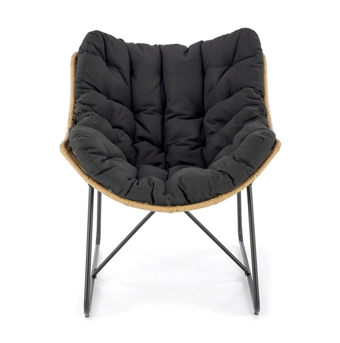 Fotel wypoczynkowy Vasari rattan na płozach boho do salonu czarno-naturalny technorattan