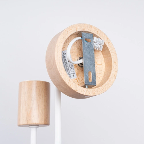 Kinkiet ścienny TIMBO biały nowoczesny skandynawski loftowy do salonu i sypialni drewno metal