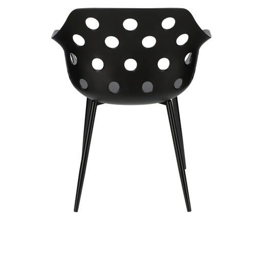 Krzesło Sajt Intesi czarne do jadalni nowoczesne z podłokietnikami z tworzywa i metalu