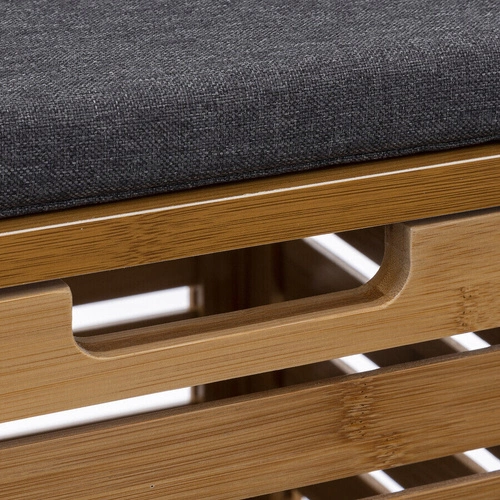 Taboret bambusowy ze schowkiem i szarą poduszką 5five simply smart do przedpokoju