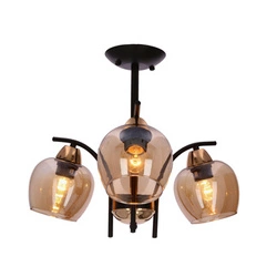 Lampa wisząca MERRA lampa wiszaca czarny 3x40W E27 klosz bursztynowy