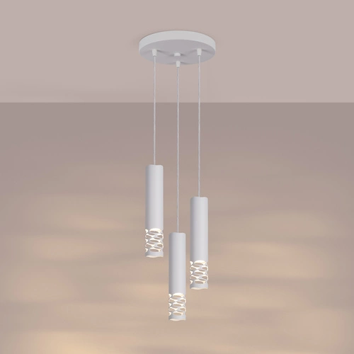 Nowoczesna biała lampa wisząca LIRO 3P do salonu i kuchni metalowa 3-punktowa