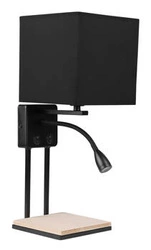 Kinkiet Theo lampa czarny 1x40W E14 + 2W LED abażur czarny z włącznikami