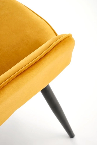 Krzesło do jadalni Marion musztardowe tapicerowane welur z podłokietnikami nowoczesne Intesi