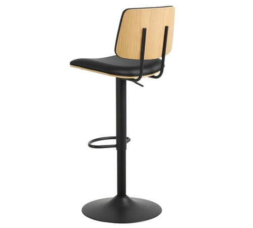 Hoker Owen czarny z oparciem, regulowany, obrotowy, skórzany do kuchni i wyspy nowoczesny Actona