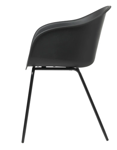 Krzesło do jadalni Topley Arm Intesi czarne tapicerowane z podłokietnikami łatwe czyszczenie