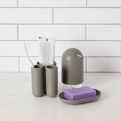 Mydelniczka Touch nowoczesna szara do łazienki z tworzywa sztucznego Umbra