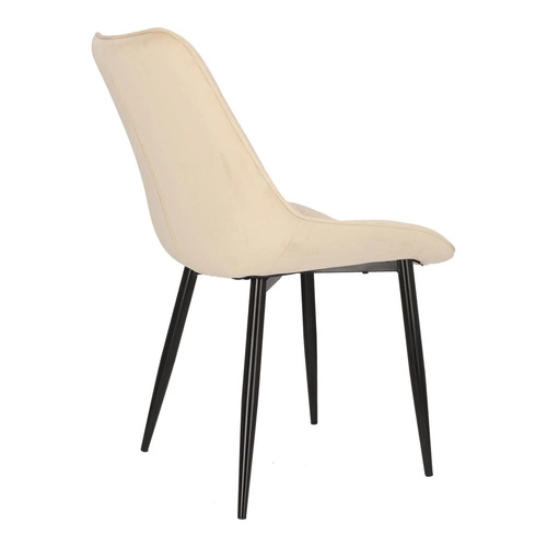 Krzesło do jadalni Poly Intesi tapicerowane welur beżowy z czarnymi nogami nowoczesne