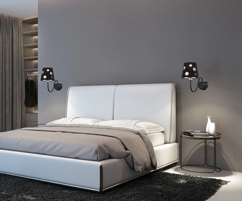 Kinkiet ścienny Batley czarny glamour z metalowym kloszem do salonu i sypialni Ledea