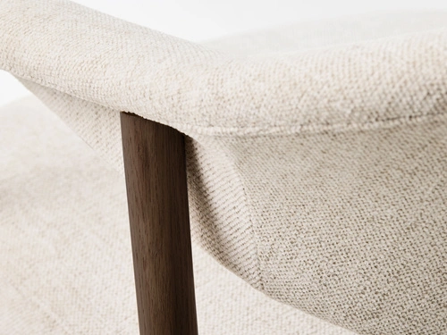 Krzesło tapicerowane Klen beżowe dębowe z podłokietnikami do jadalni i salonu skandynawskie