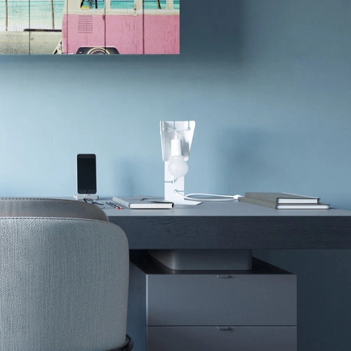 Lampka biurkowa Arby biała nowoczesna metalowa lampa na biurko do sypialni i salonu Sollux